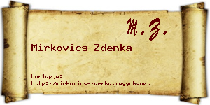 Mirkovics Zdenka névjegykártya